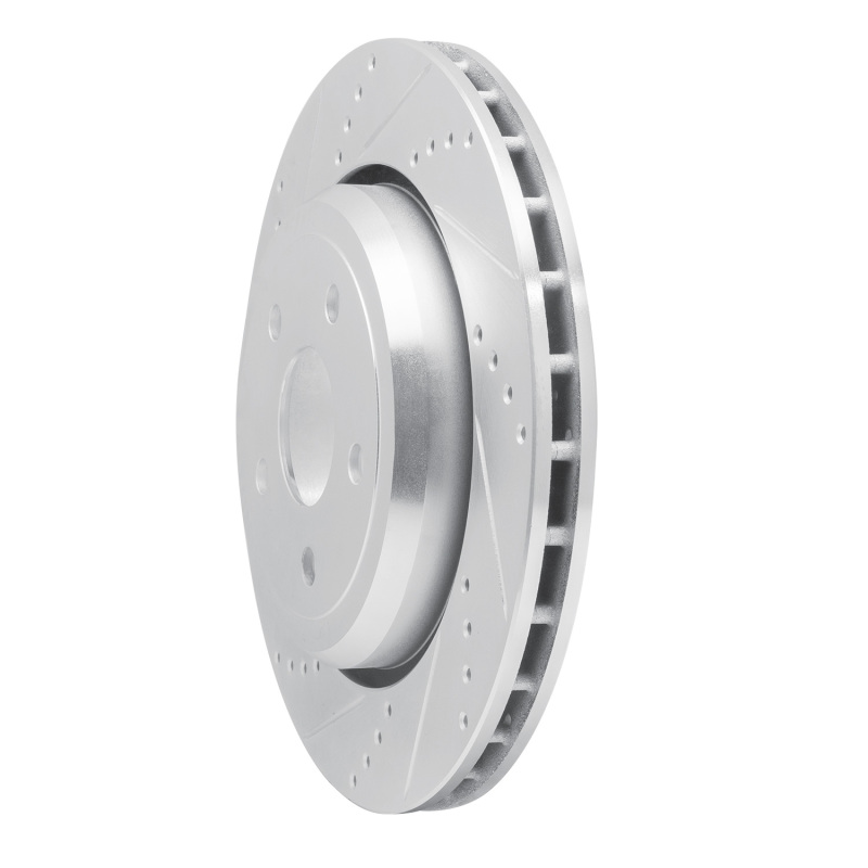 Dodge Durango Brake Rotor (1) - Rear Left - R1 Concepts - Drilled & Slotted - Silver - `12-`25